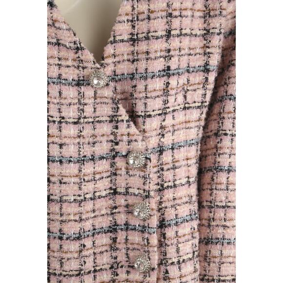 Lovers & Friends Kinsley Pink Tweed Mini Dress Long Sleeves Chic Women’s Size XL - Picture 4 of 10